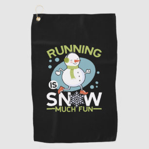 Winter Runner - Running is Snow Much Fun Golf Towel