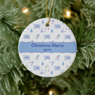 Winter Running - Snowman Christmas Tree Ceramic Tree Decoration