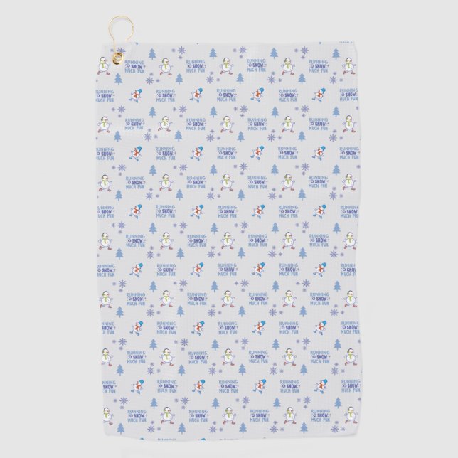 Winter Running - Snowman Christmas Tree Golf Towel (Front)