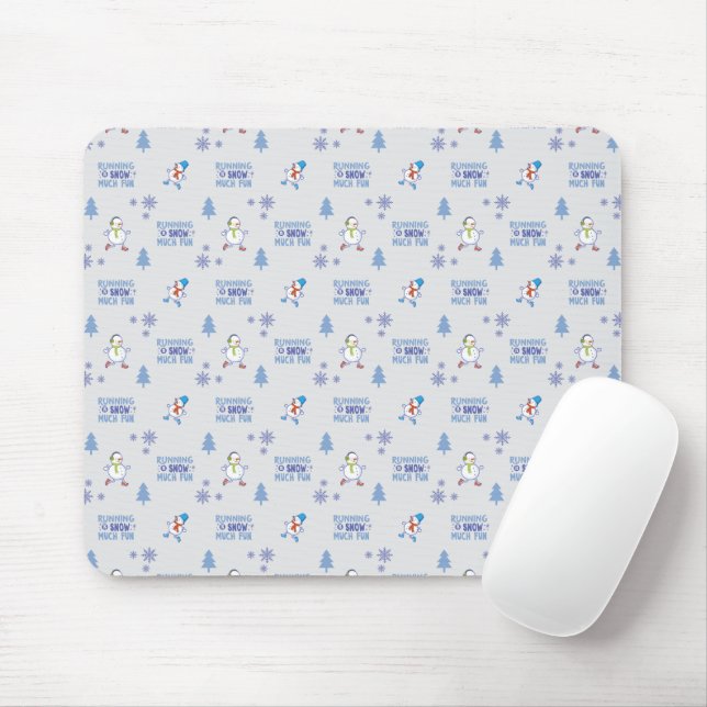 Winter Running - Snowman Christmas Tree Mouse Pad (With Mouse)