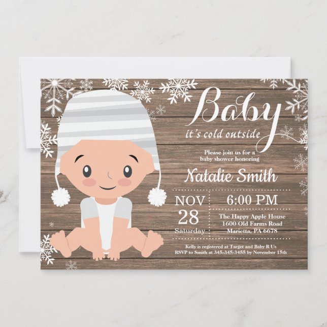 Winter Rustic Baby Shower Invitation (Front)