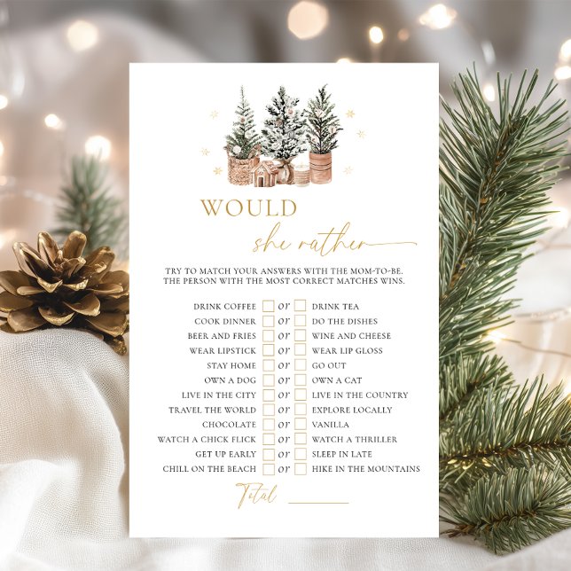 Winter Rustic Baby Shower Would She Rather Game (Creator Uploaded)