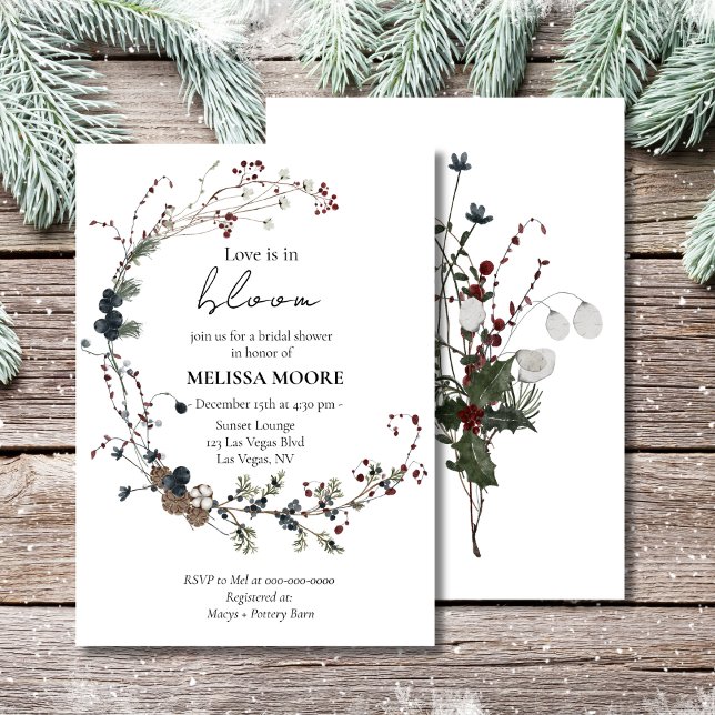 Winter Rustic Boho Love Is In Bloom Bridal Shower  Invitation (Creator Uploaded)