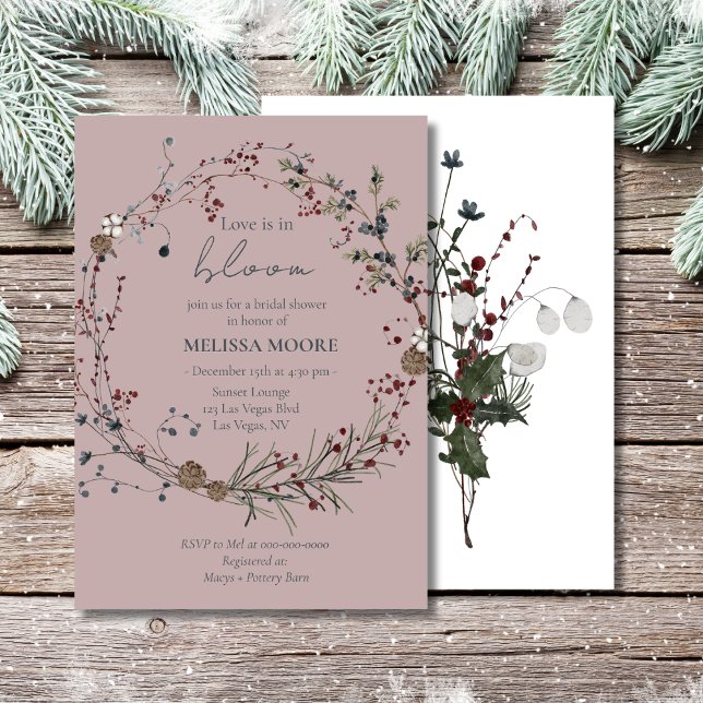 Winter Rustic Boho Love Is In Bloom Bridal Shower  Invitation (Creator Uploaded)