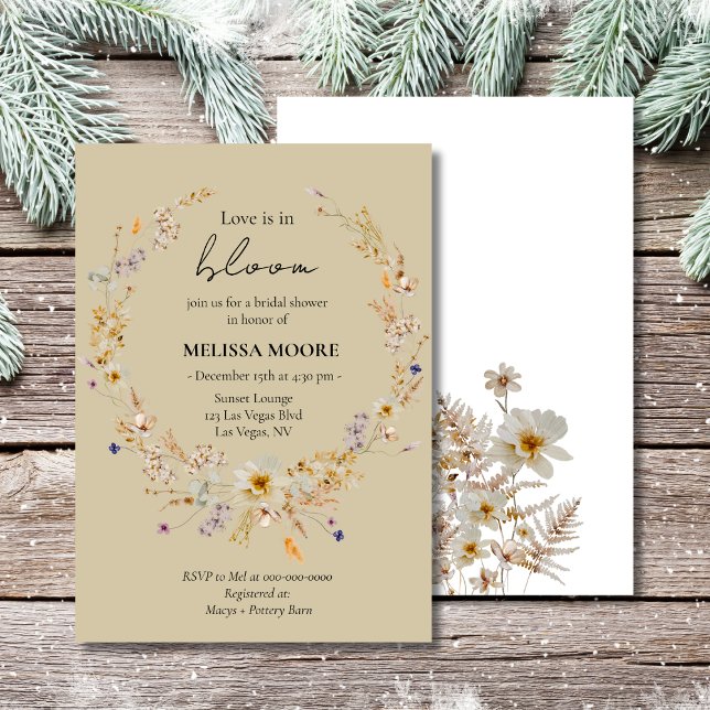 Winter Rustic Boho Love Is In Bloom Bridal Shower  Invitation (Creator Uploaded)