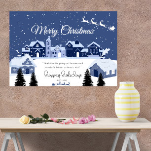 winter rustic christmas blue and white enclosure card