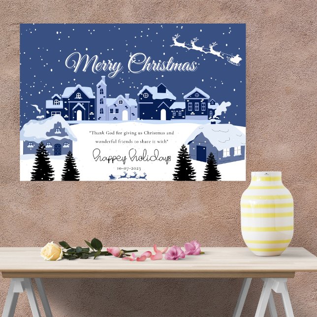 winter rustic christmas blue and white enclosure card (Creator Uploaded)