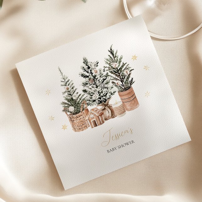 Winter Rustic Christmas Trees Baby Shower Napkin (Creator Uploaded)