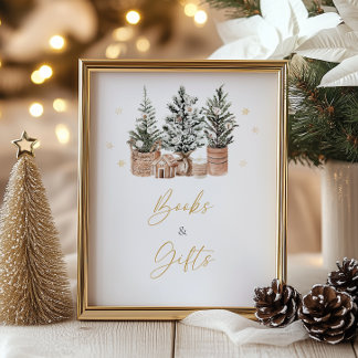 Winter Rustic Christmas Trees Books and Gifts Poster