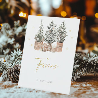 Winter Rustic Christmas Trees Favours Pedestal Sign