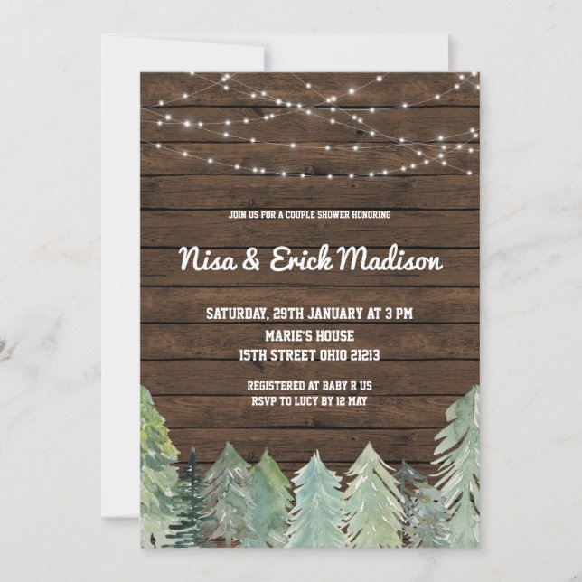Winter Rustic Couples Baby Shower Invitation (Front)