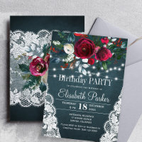Winter rustic elegant red peonies birthday party