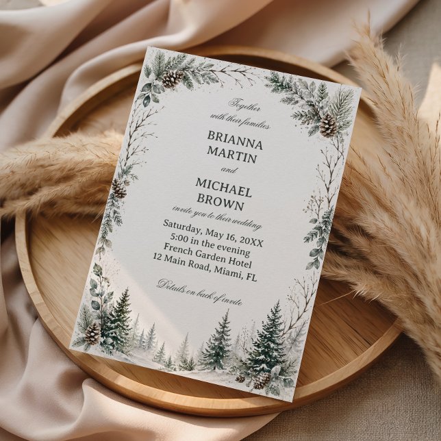Winter Rustic Evergreen Woodland Invitation (Creator Uploaded)