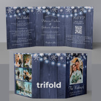Winter rustic multi photo QR RSVP details wedding