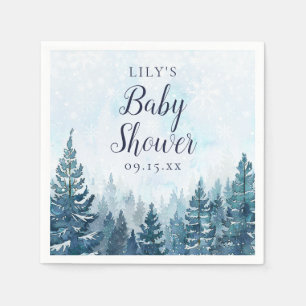 Winter Rustic Pine Tree Forest Baby Shower Napkin