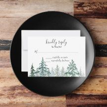 Winter Rustic Pine Trees Lantern Botanical RSVP