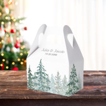 Winter Rustic Pine Trees Lantern Botanical Wedding