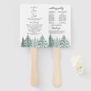Winter Rustic Pine Trees Lantern Botanical Wedding Hand Fan
