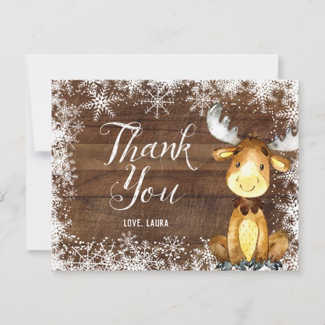 Winter Rustic Woodland Thank You Card (Front)