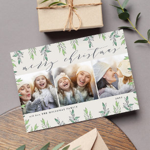 Winter Sage   Holiday Photo Collage Card