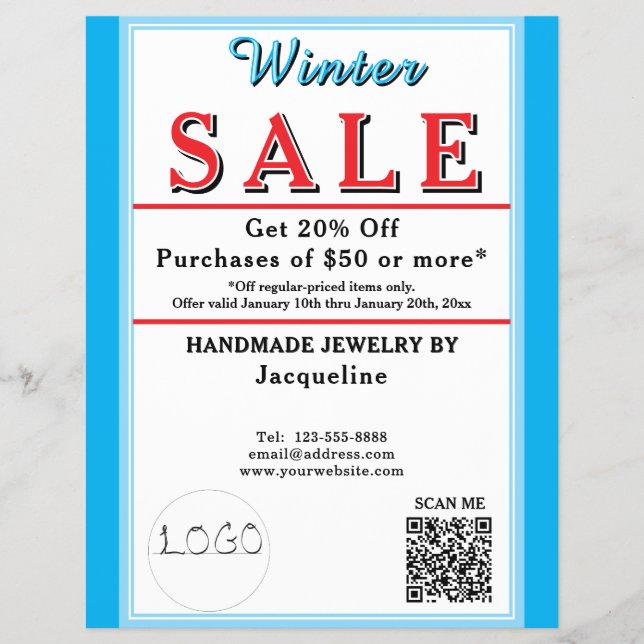 Winter Sale Jewelry Blue White Heart Flyer (Front)