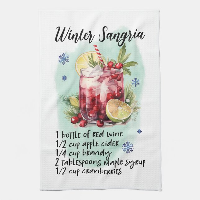 Winter Sangria Recipe Cooking Essential Tea Towel (Vertical)