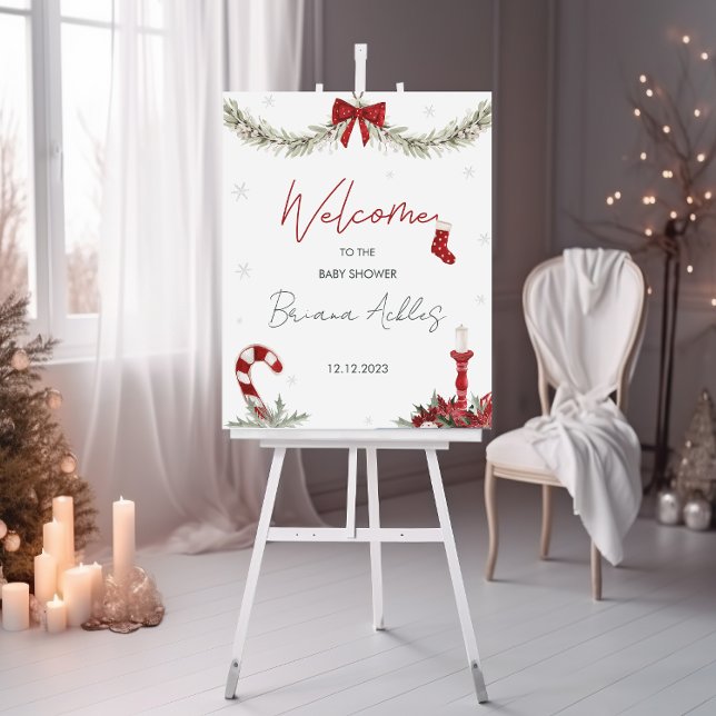 Winter Santa Baby Shower Welcome Sign (Creator Uploaded)