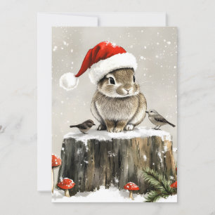 Winter Santa Bunny Wonderland Holiday Card