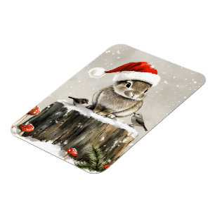 Winter Santa Bunny Wonderland Magnet