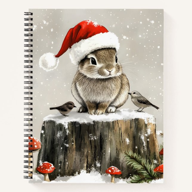 Winter Santa Bunny Wonderland Notebook (Front)