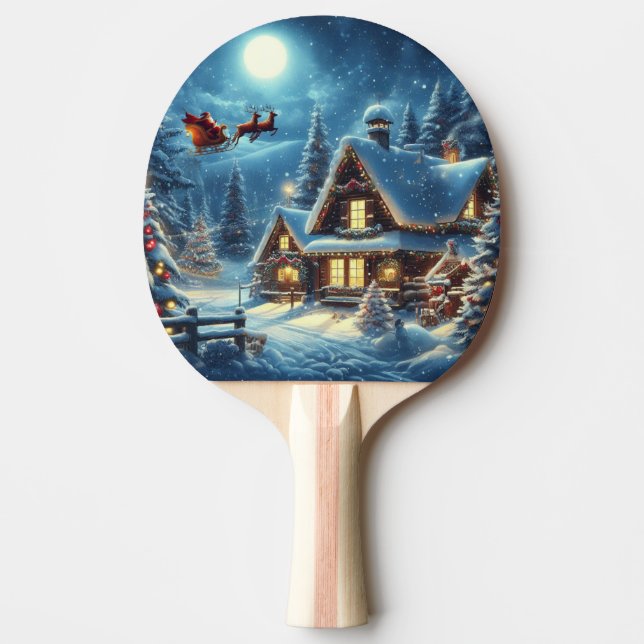 Winter/Santa/Christmas/Snow Ping Pong Paddle (Front)