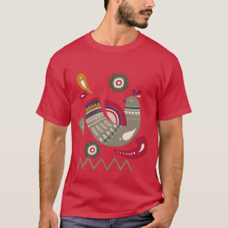 Winter Scandinavian Bird Ethnic Style vintage T-Shirt