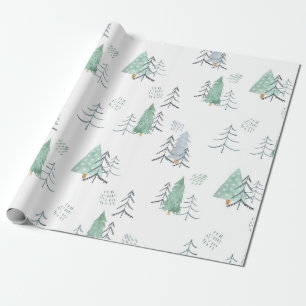 Winter Scandinavian Tree Hand-Painted Pattern  Wrapping Paper