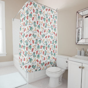 Winter Scarves & Gloves Pattern Shower Curtain