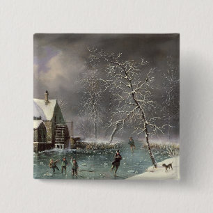Winter Scene 15 Cm Square Badge
