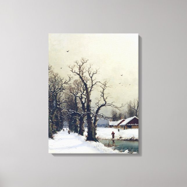 Winter scene, 19th century canvas print (Front)