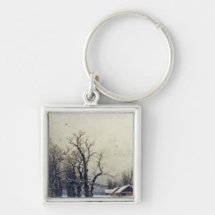 Winter scene, 19th century key ring