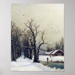 Winter scene, 19th century poster