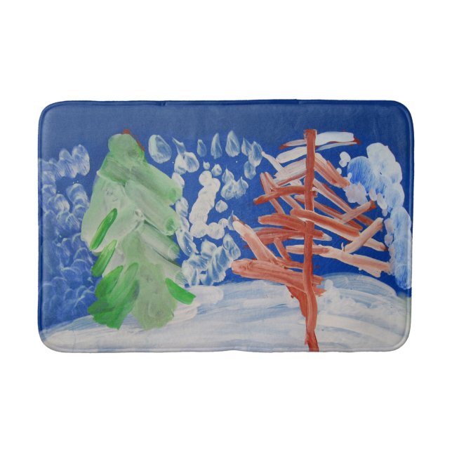 Winter Scene "Art by Kids" Bath Mat (Front)