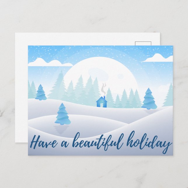 Winter Scene Beautiful Holiday Postcard (Front/Back)