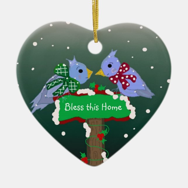 Winter Scene -  Bless this Home Ceramic Tree Decoration (Front)