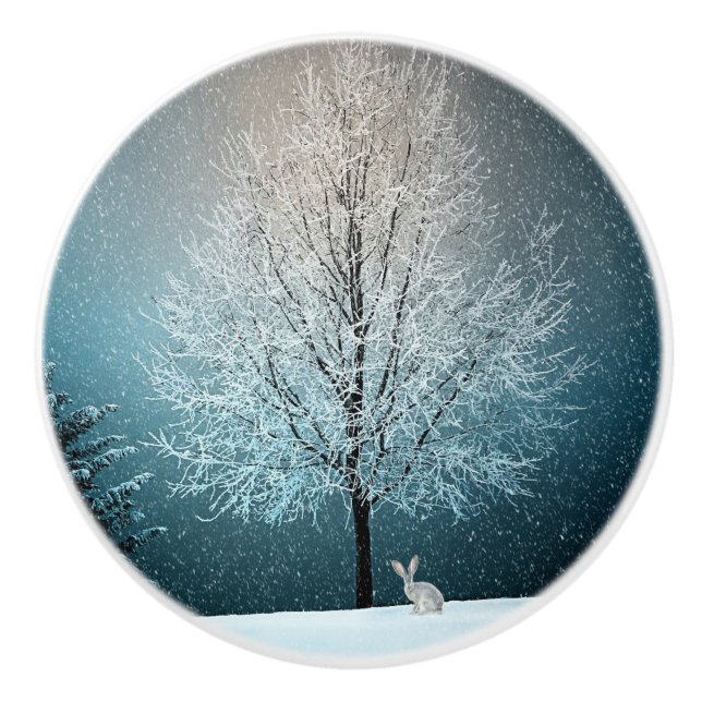 Winter Scene Ceramic Knob (Front)