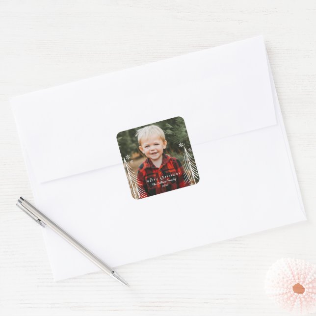 Winter Scene Christmas Holiday Photo Sticker (Envelope)