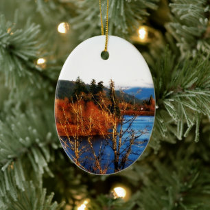 Winter Scene Columbia Gorge Ceramic Tree Decoration