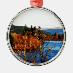 Winter Scene Columbia Gorge Metal Tree Decoration