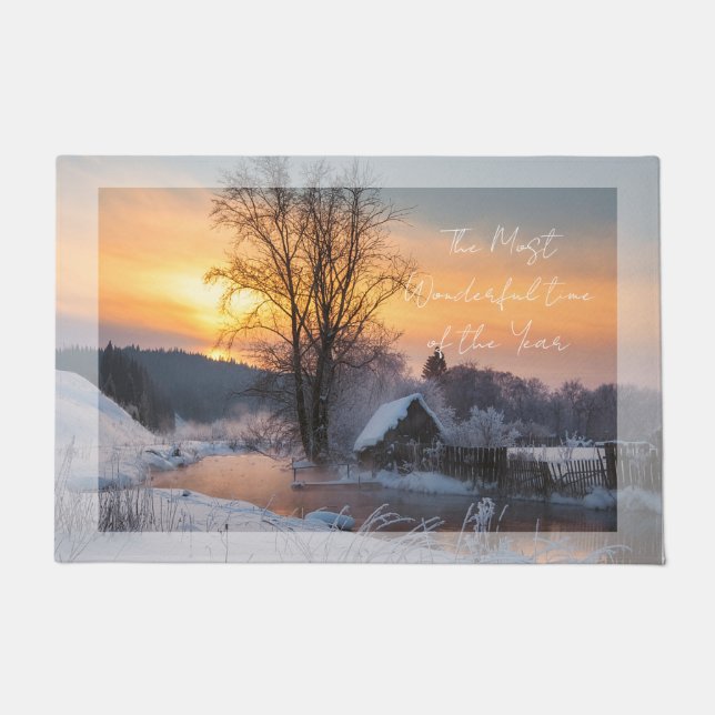 Winter scene custom Christmas Holiday  Doormat (Front)