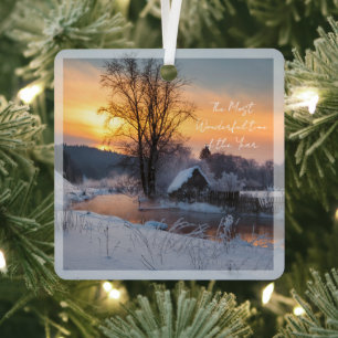 Winter scene custom Christmas Holiday Metal Tree Decoration
