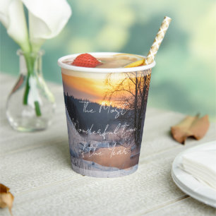 Winter scene custom Christmas Holiday Paper Cups