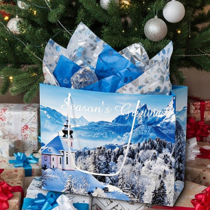 Winter scene custom  large gift bag