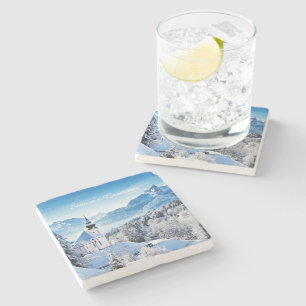 Winter scene custom  stone coaster